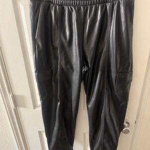 Lou & Grey Black Faux Leather Joggers